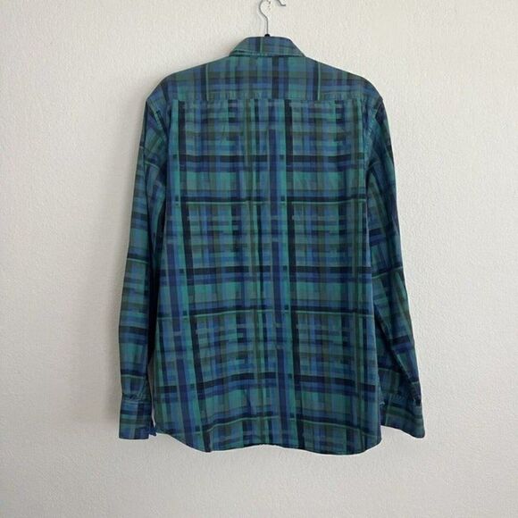 Robert Graham Dragon Embroidered Green & Blue Plaid Button Up Mens XL Shirt - Picture 2 of 11